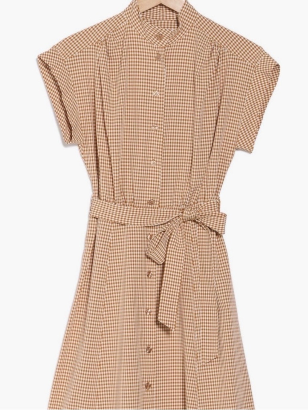 NWOT - Calvin Klein Gingham Button-Front Shirt Dress in Beige